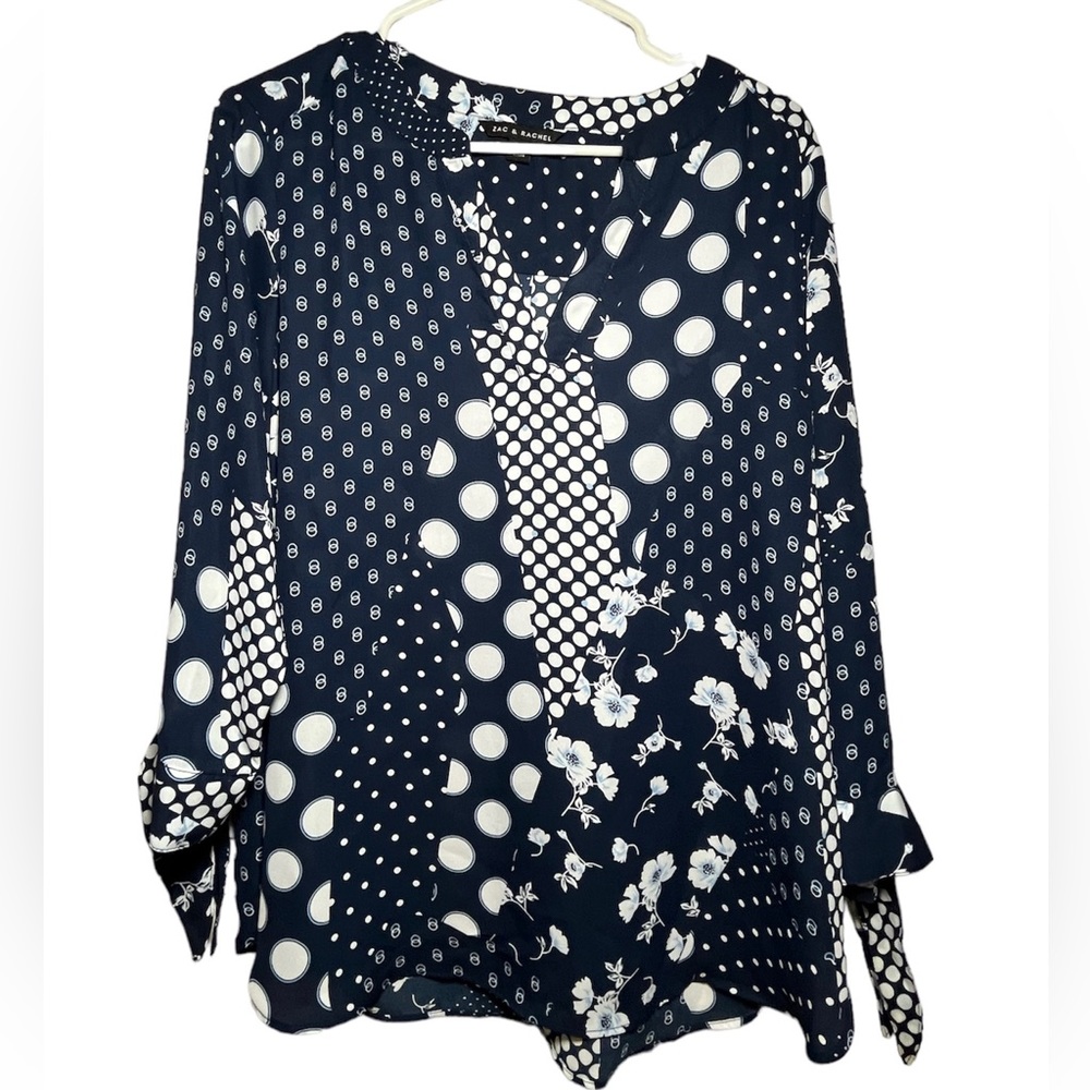 ZAC & RACHEL Blue/White‎ Women’s Blouse. Sz L